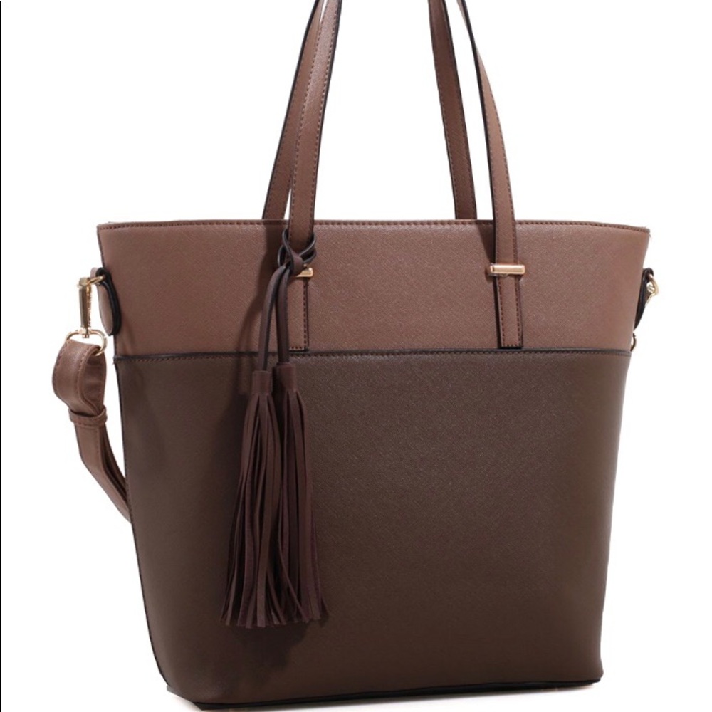 MKF Collection Stone 2-Tone Tassel Tote